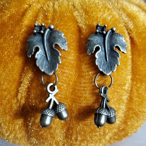 Acorn earrings bronze fig leaf studs NEW handmade fall autumn Gift Thanksgiving - Picture 5 of 11